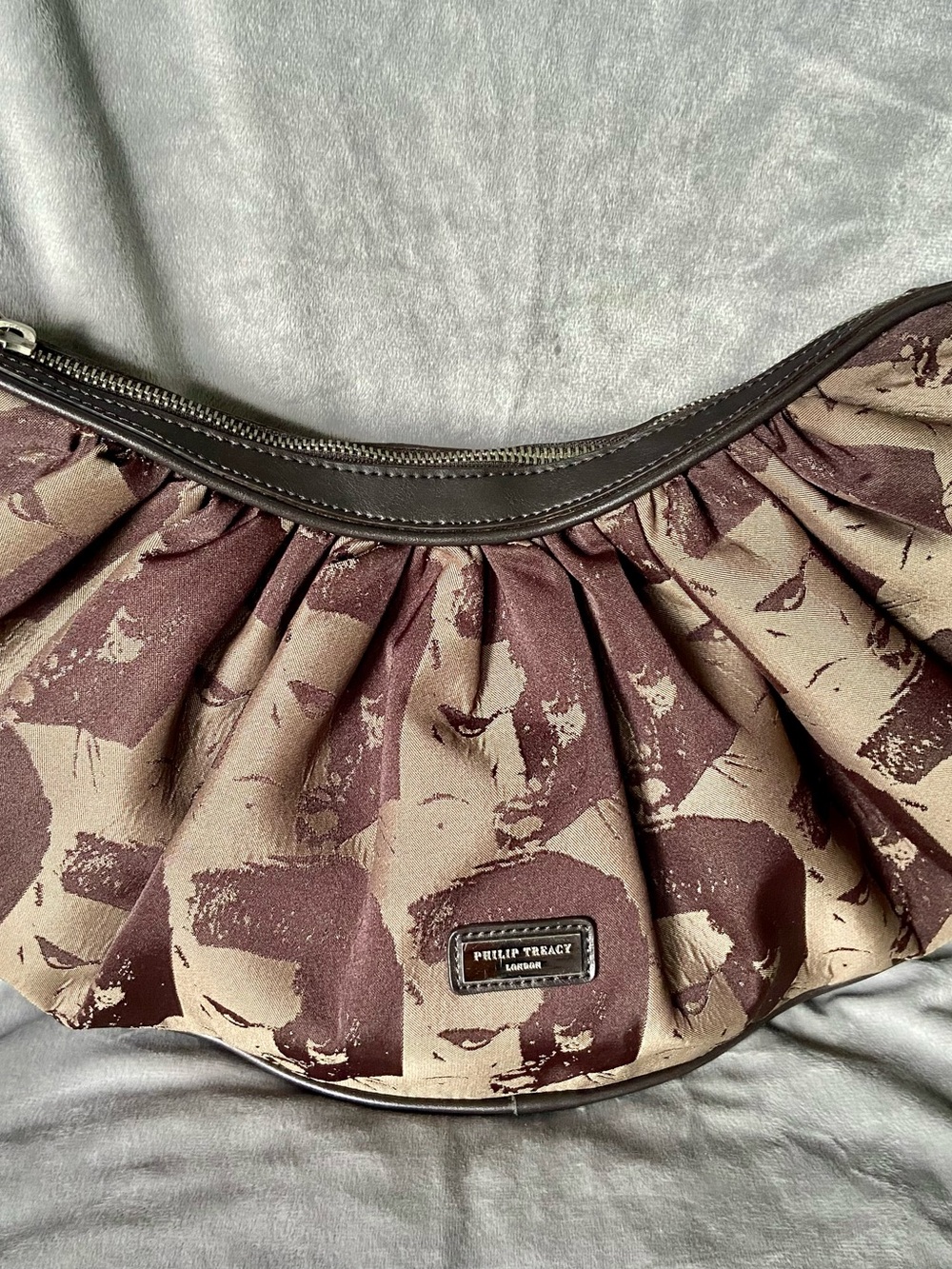 Vintage Philip Treacy London Andy Warhol Elvis Print Satin Clutch Evening Bag